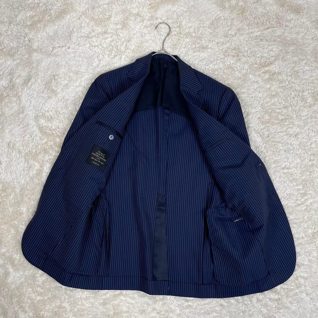 極美品 ユナイテッドアローズ ストライプ柄 セットアップ スーツ 紺 44