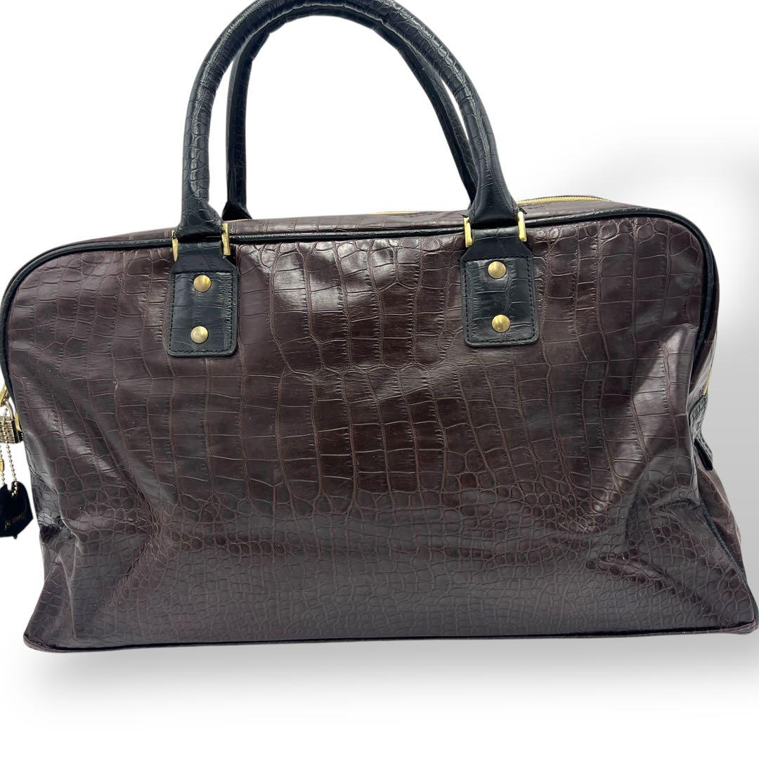 希少 ロンズデール LONSDALE ボストンバッグ ブラウン クロコ型押し