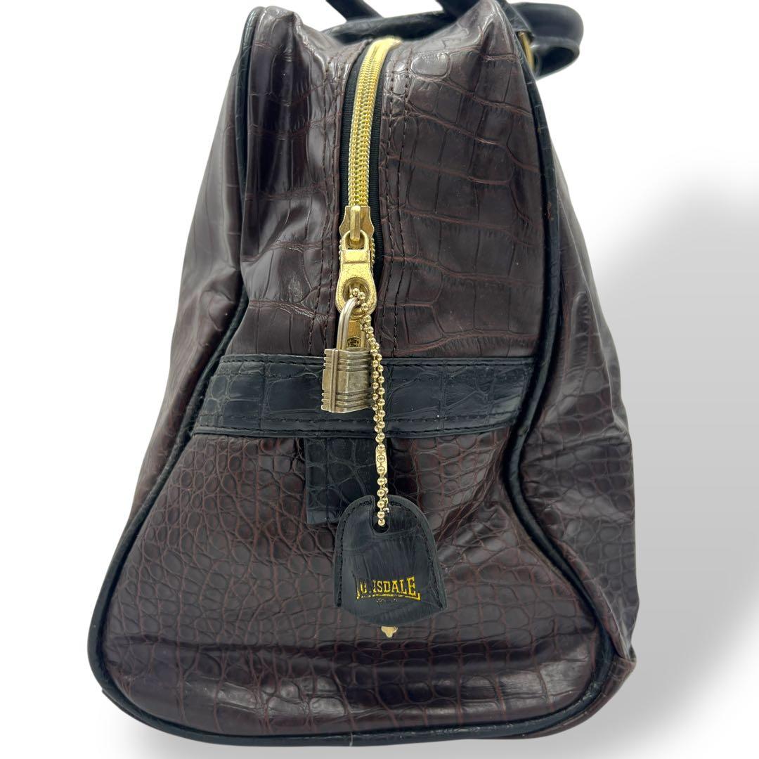希少 ロンズデール LONSDALE ボストンバッグ ブラウン クロコ型押し