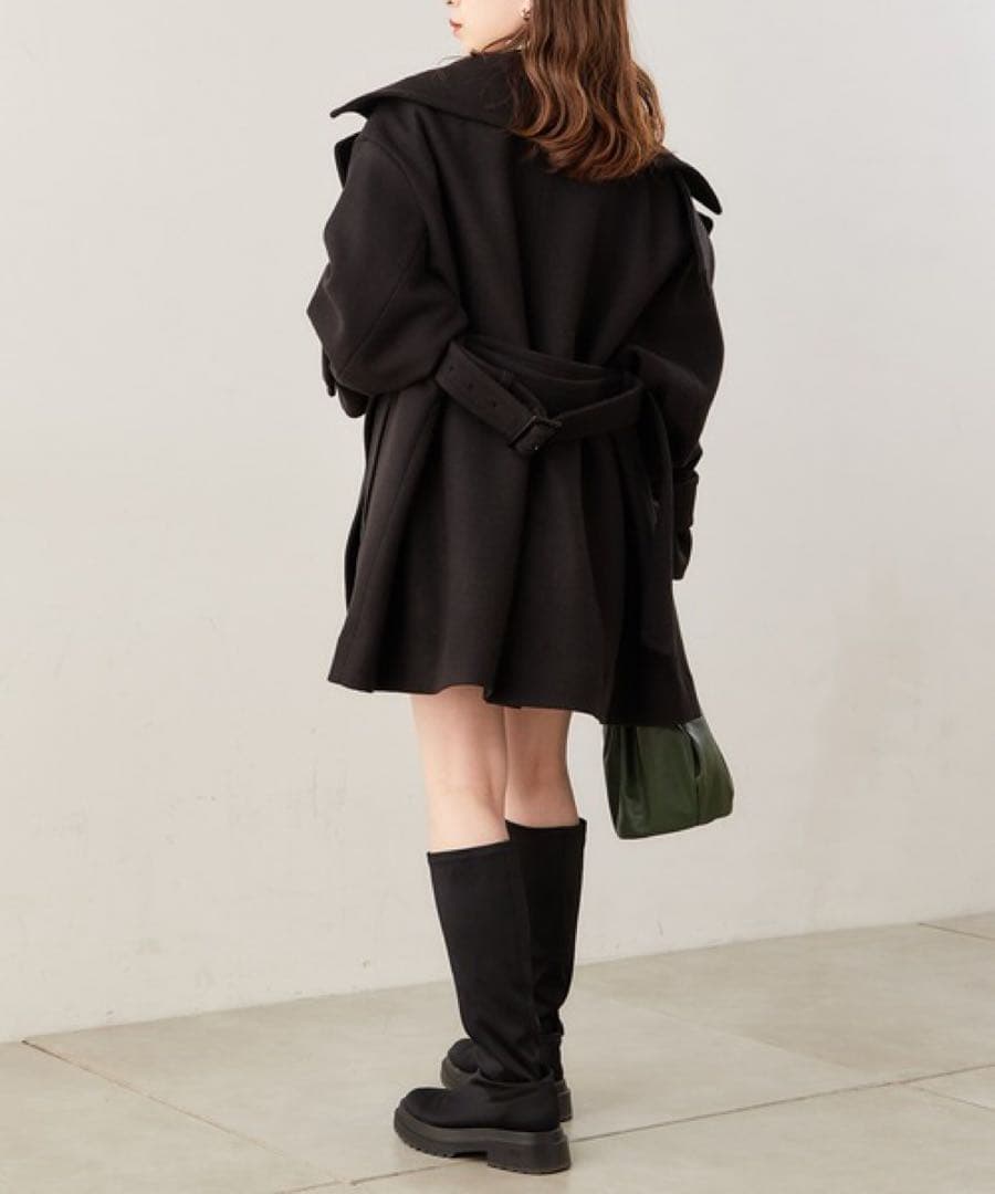 chico ミドル丈トレンチ風コート ブラック