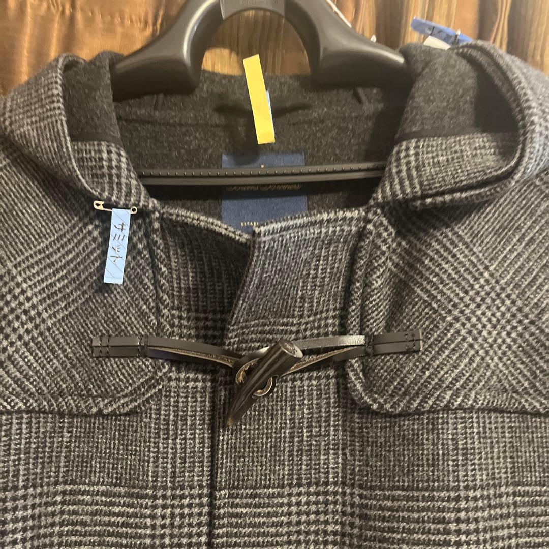 【ブルックスブラザーズ】ダッフルコート　グレーチェック　フード　Sサイズ