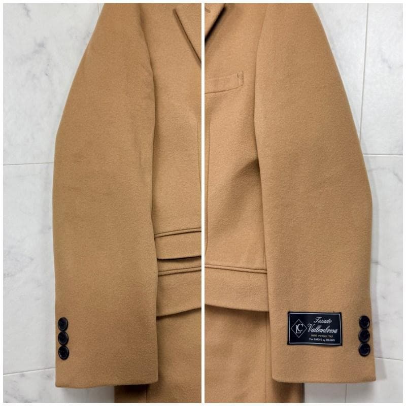 超希少 未使用 XL ビームス　チェスターコート　カシミヤ　キャメル　ビジネス