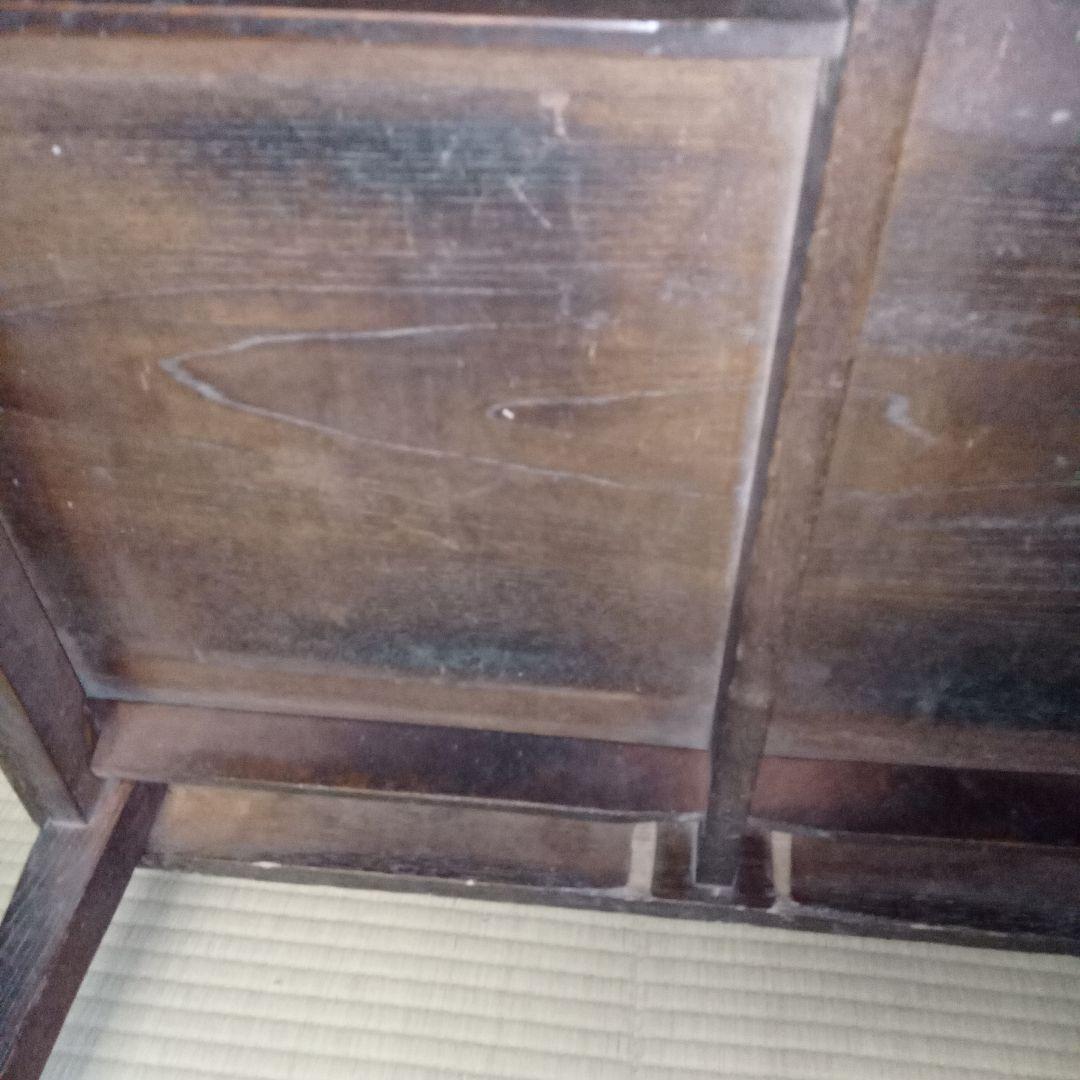 けやき　木製アンティーク長方形座卓　欅　堅木　折りたたみ　昭和レトロ