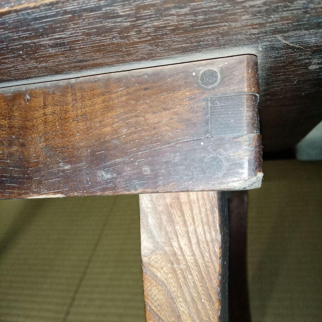 けやき　木製アンティーク長方形座卓　欅　堅木　折りたたみ　昭和レトロ