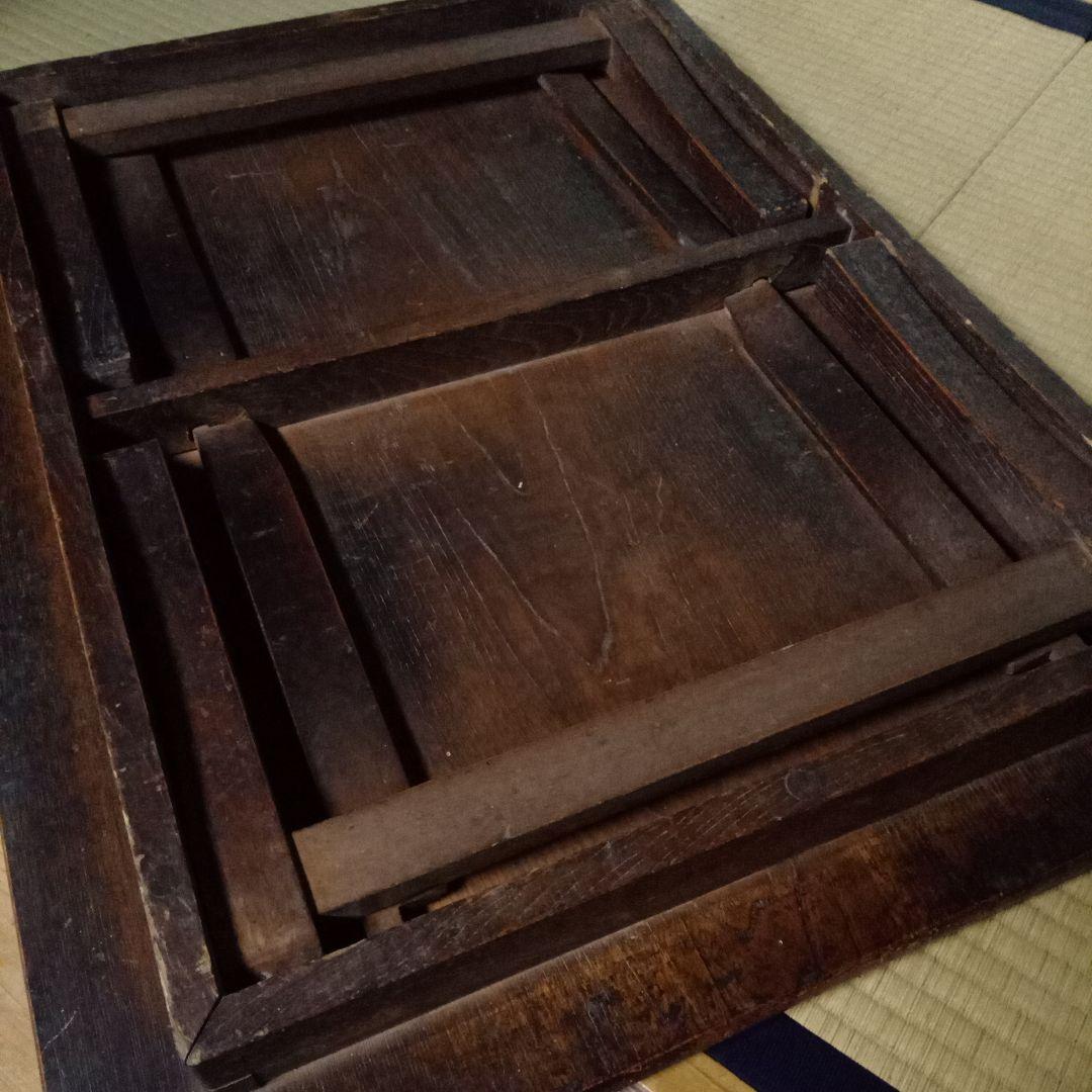 けやき　木製アンティーク長方形座卓　欅　堅木　折りたたみ　昭和レトロ