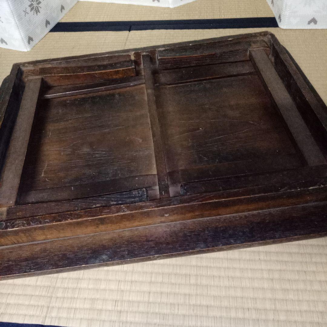 けやき　木製アンティーク長方形座卓　欅　堅木　折りたたみ　昭和レトロ