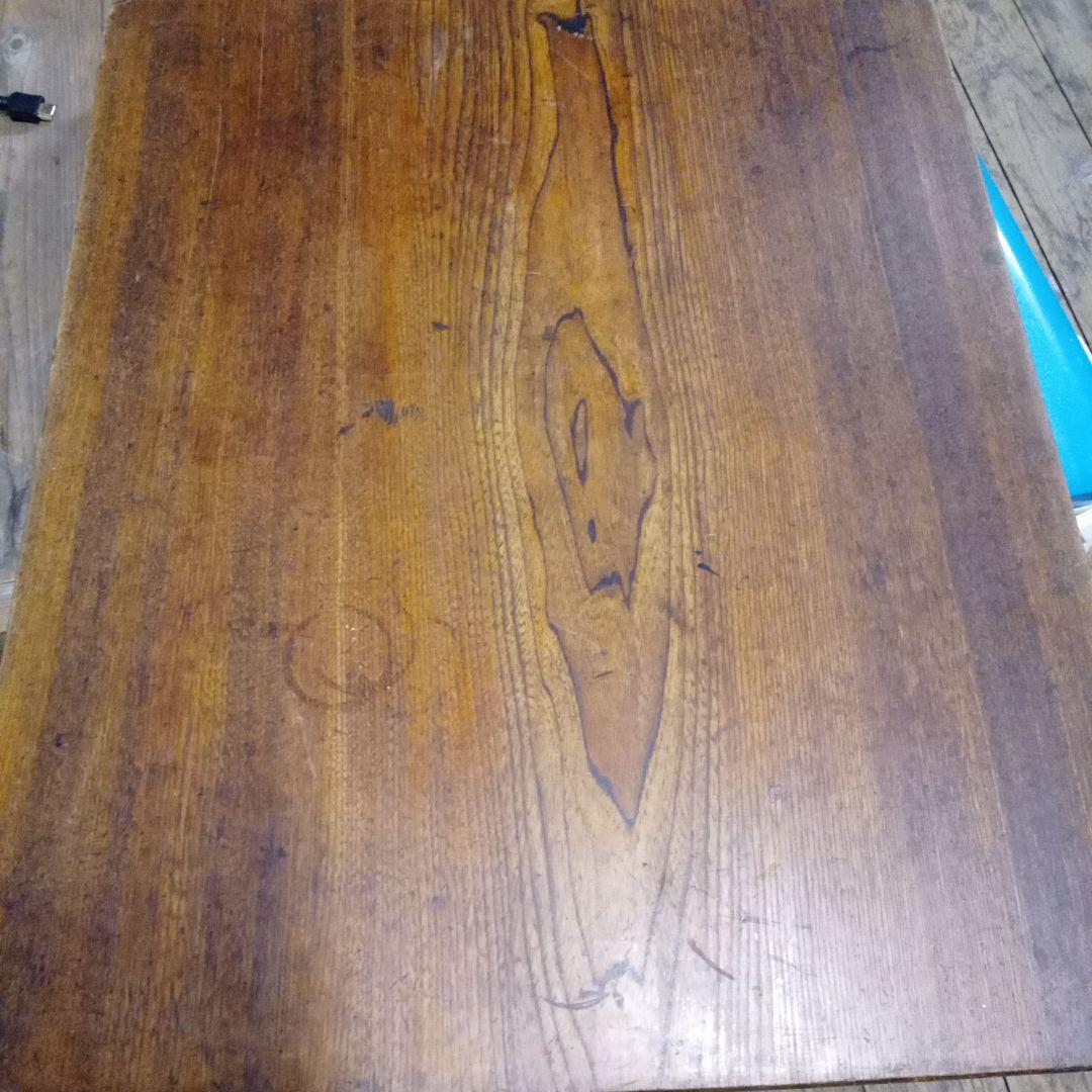 けやき　木製アンティーク長方形座卓　欅　堅木　折りたたみ　昭和レトロ