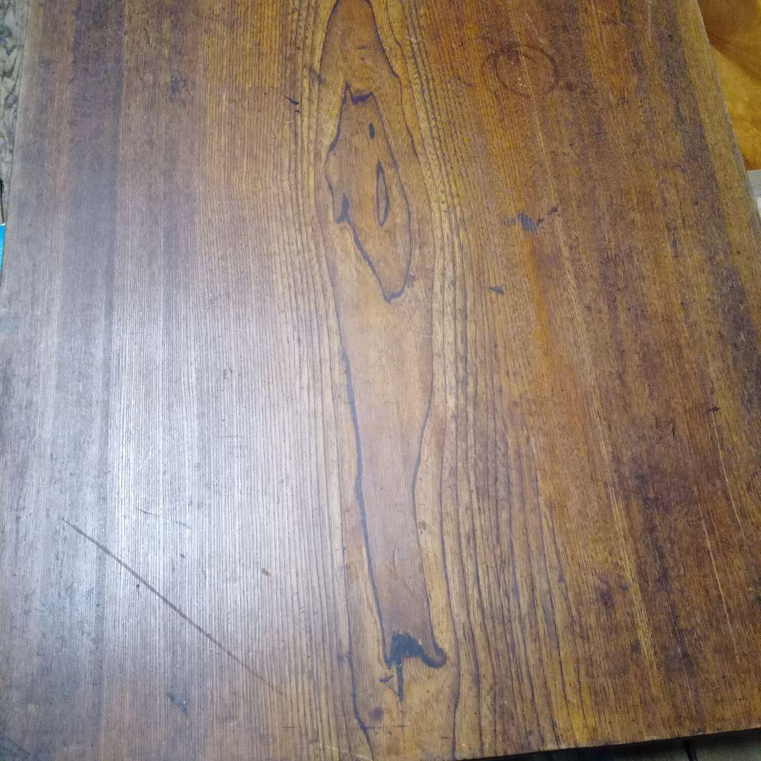 けやき　木製アンティーク長方形座卓　欅　堅木　折りたたみ　昭和レトロ