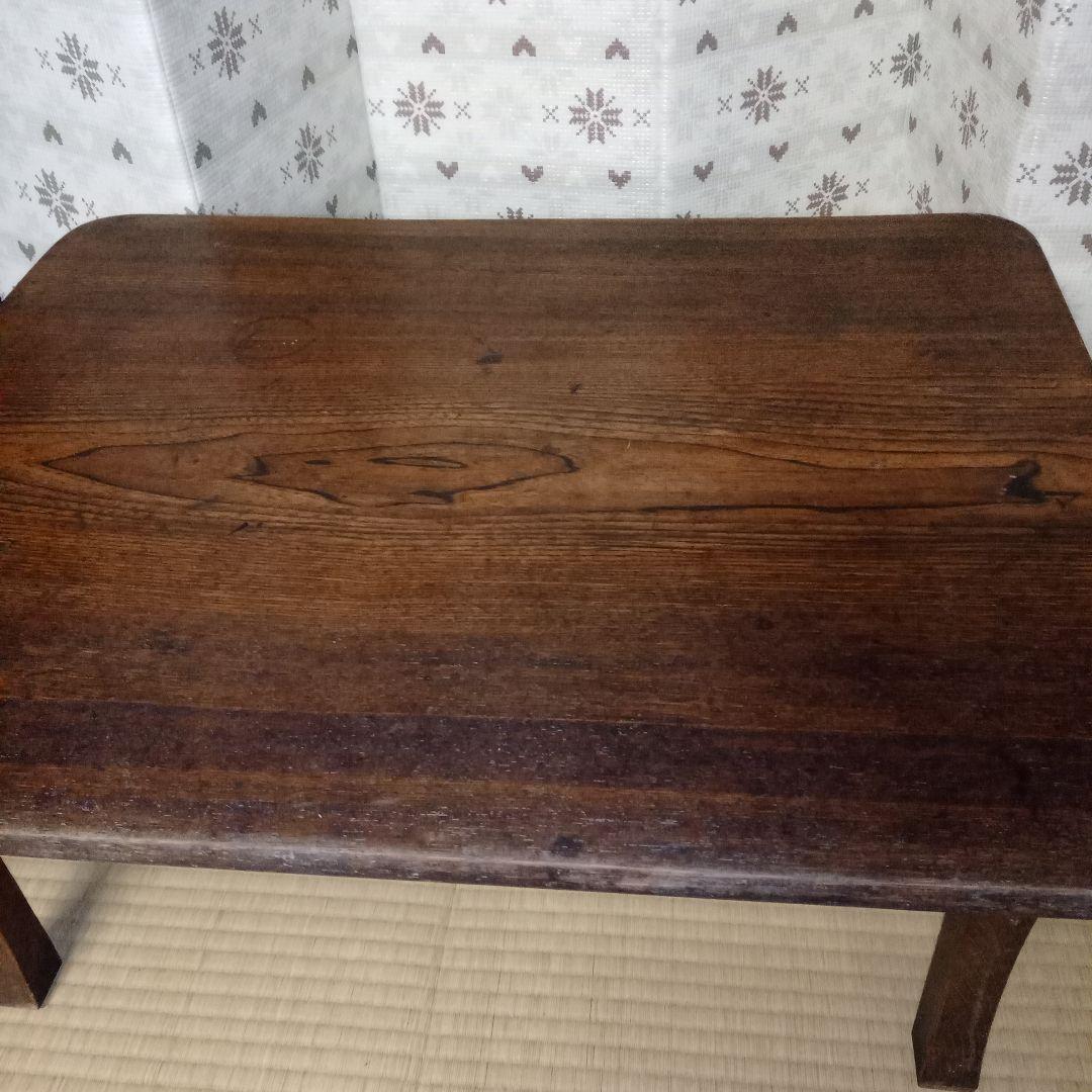 けやき　木製アンティーク長方形座卓　欅　堅木　折りたたみ　昭和レトロ