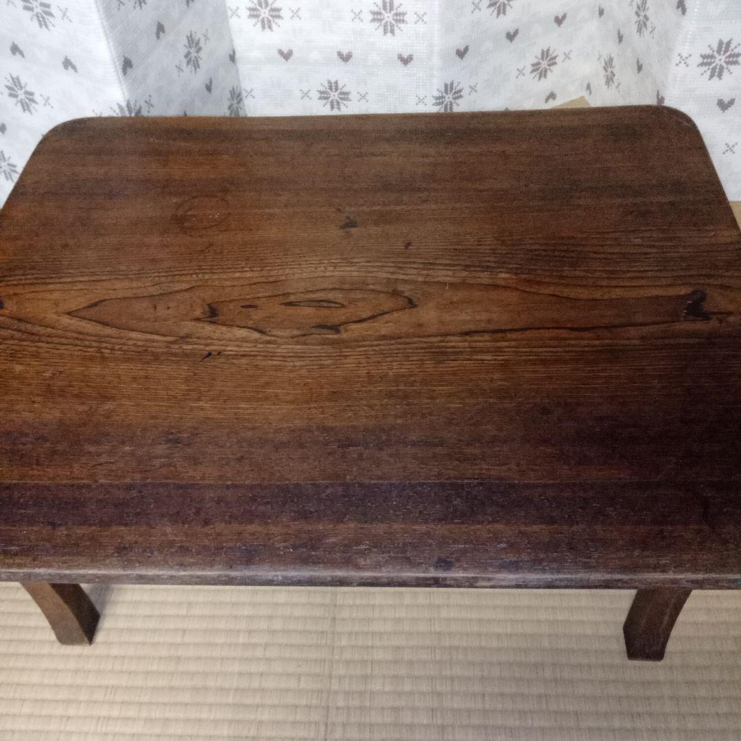 けやき　木製アンティーク長方形座卓　欅　堅木　折りたたみ　昭和レトロ