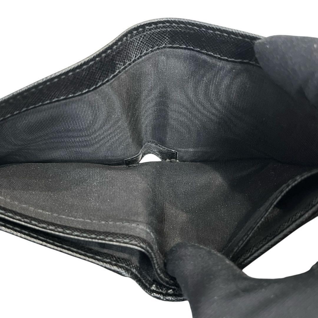 レア✨　PRADA プラダ　二つ折り財布 三角ロゴ サフィアーノ レザー　黒色