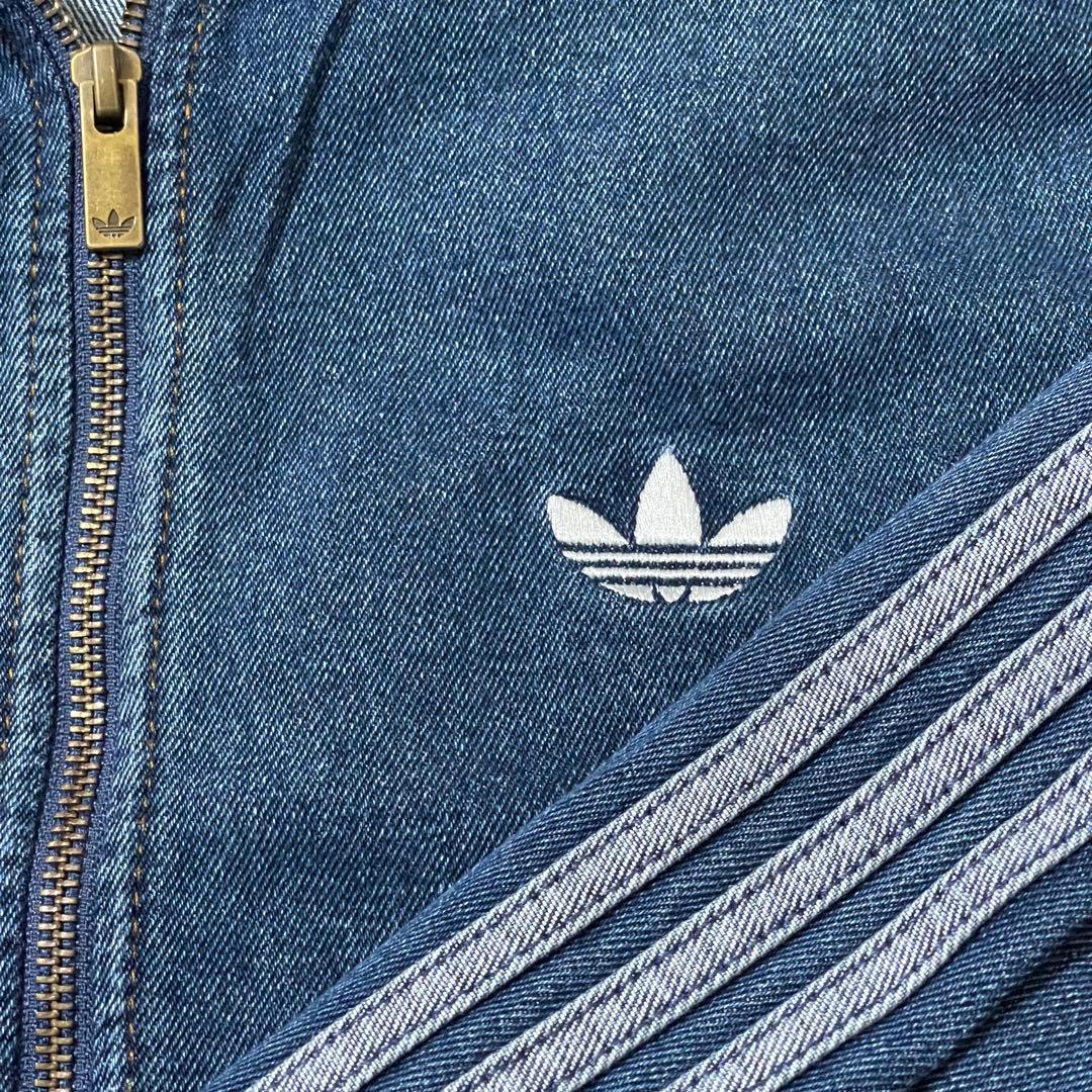 新品2XL】アディダス　デニムジャケットファイヤーバードトラック インディゴブル