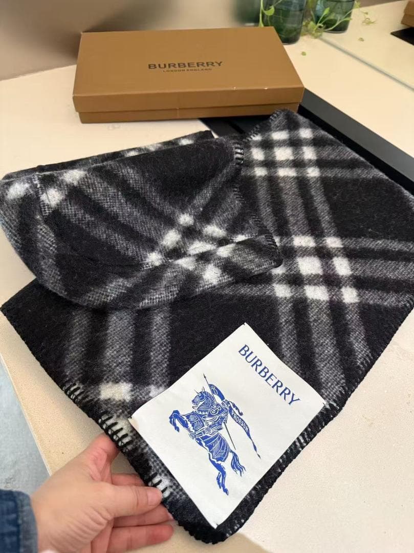 チェック柄フード付きマフラー180*30cm