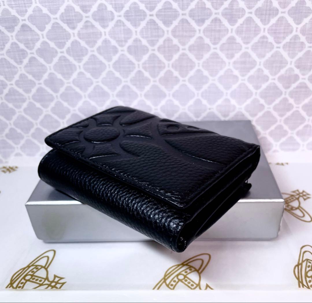 【魅力的☆ショッパー付】オーブ ヴィヴィアン・ウエストウッド 三折財布 黒