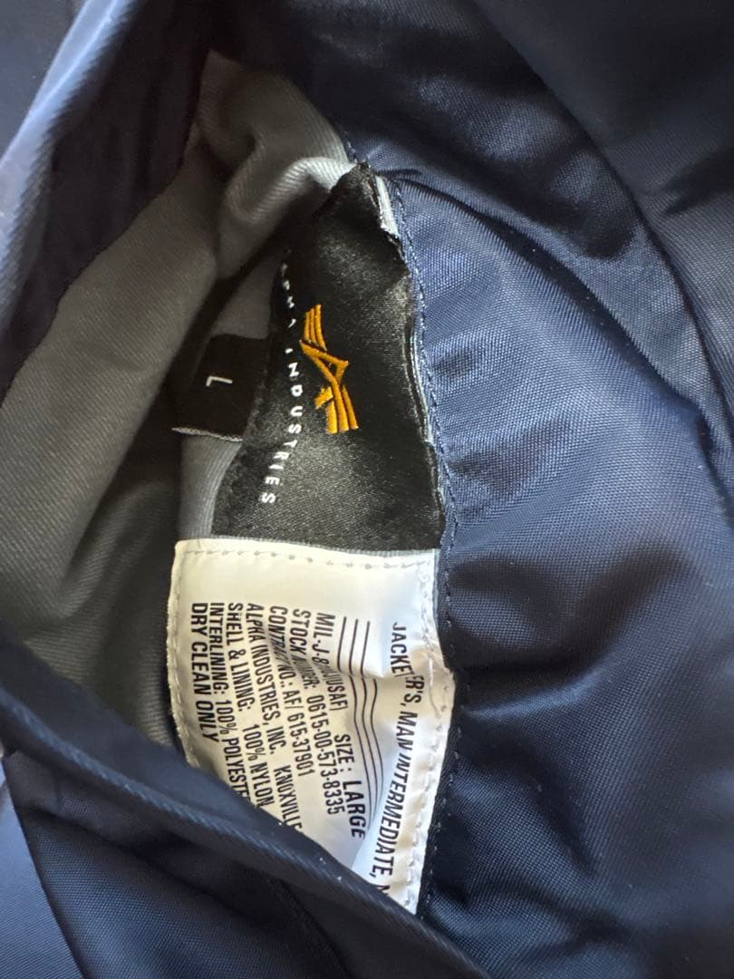 アルファ　MA-1 美品　Lサイズ　ネイビー　JAPAN SPEC 20004