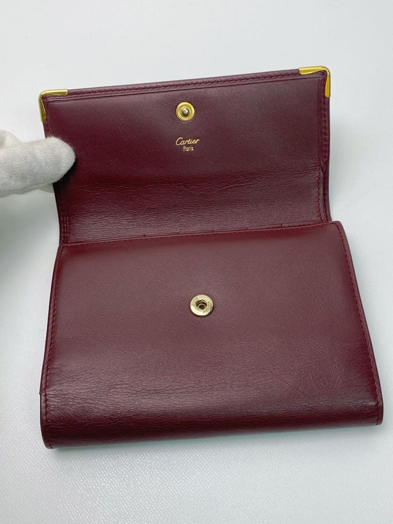 美品 Cartier カルティエ マストライン 三つ折り財布　がま口 ボルドー