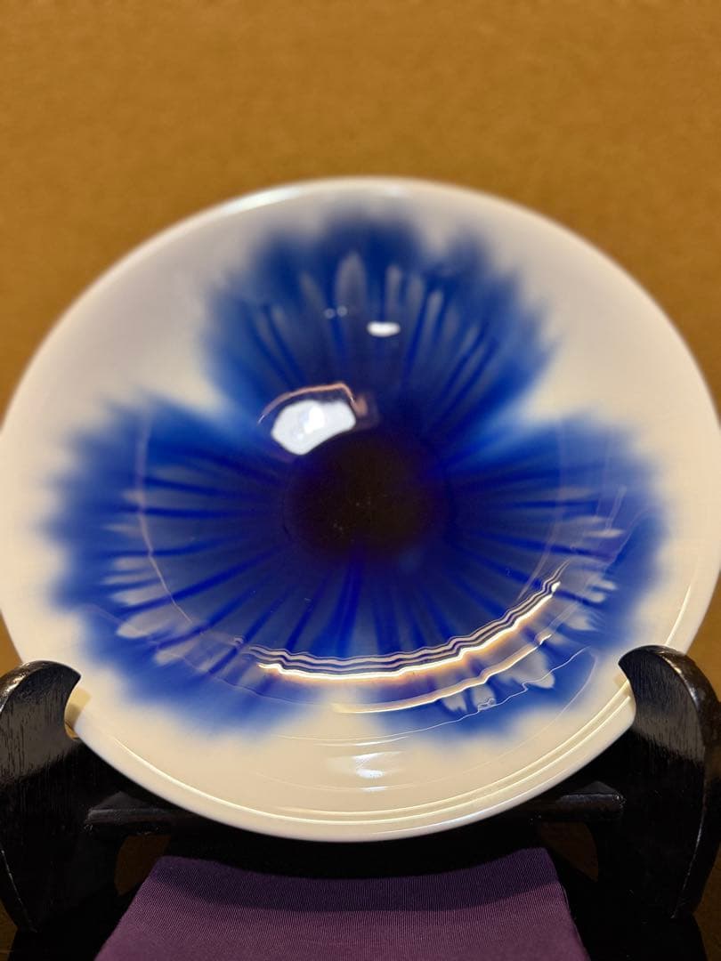 なみへい様　四代徳田八十吉　彩釉　鉢　　盃３点　共箱　九谷焼