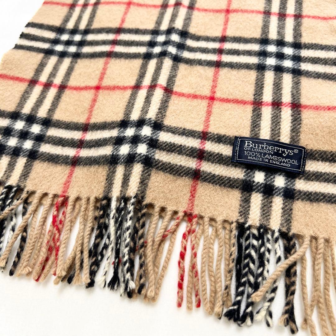 極美品★BURBERRY バーバリー マフラー ノバチェック ラムウール100%