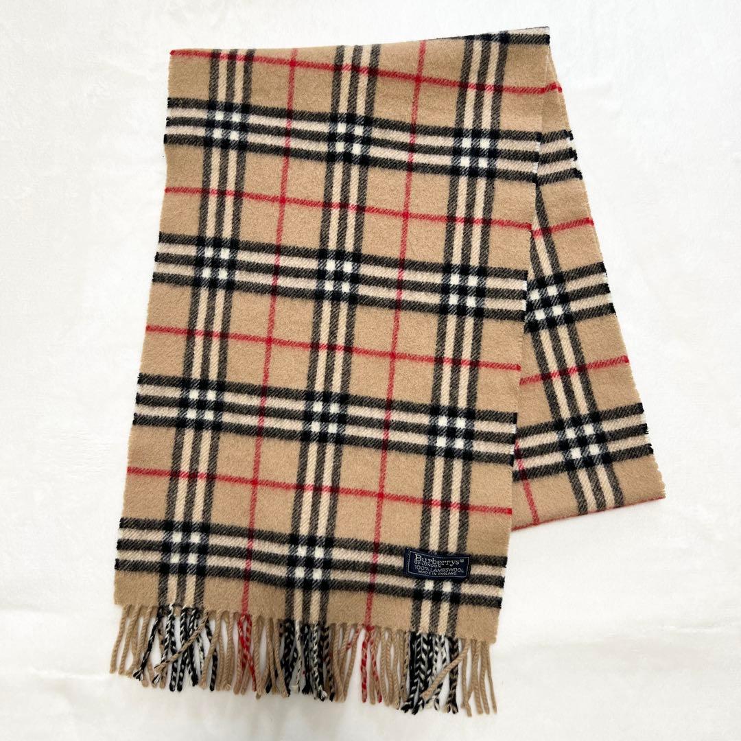 極美品★BURBERRY バーバリー マフラー ノバチェック ラムウール100%