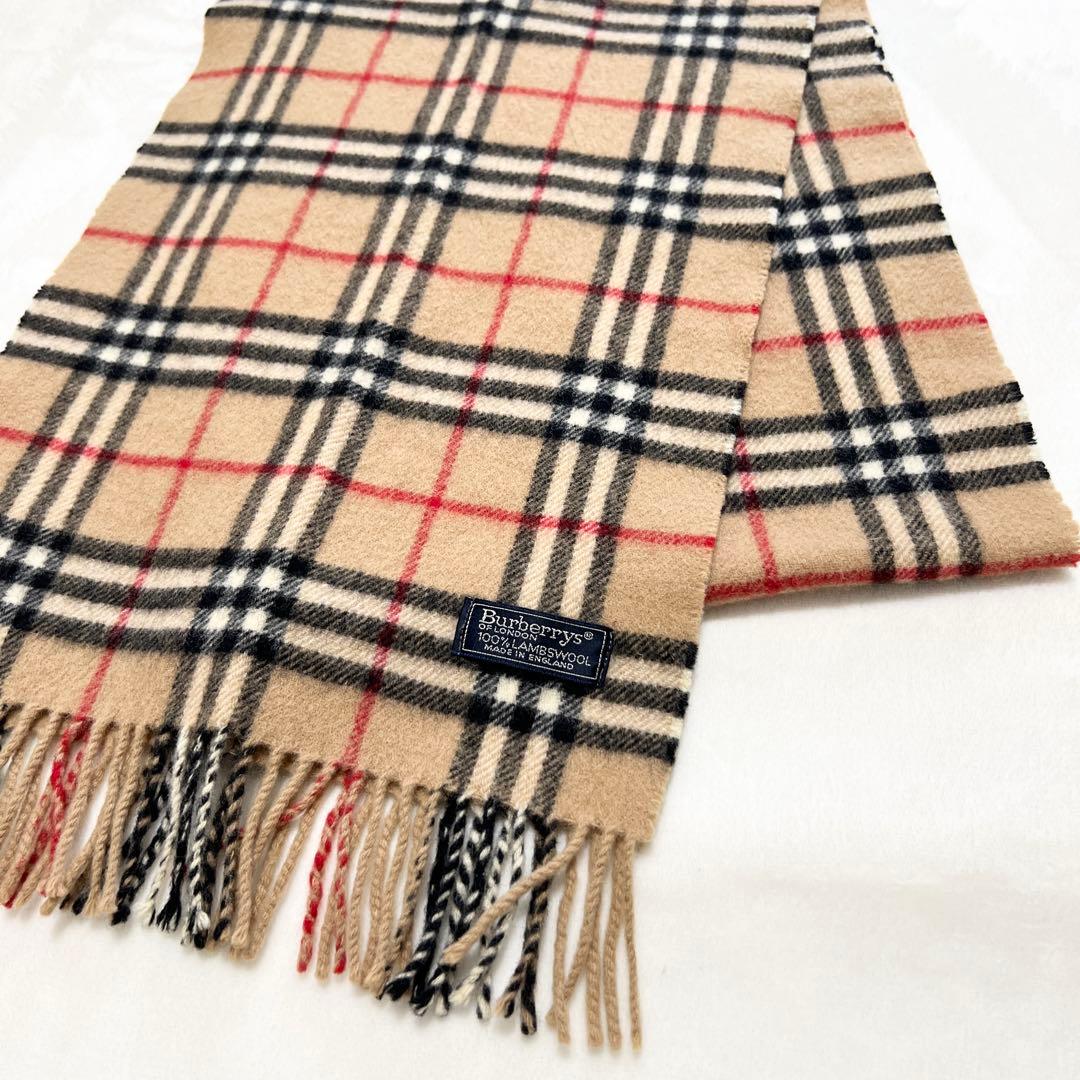 極美品★BURBERRY バーバリー マフラー ノバチェック ラムウール100%