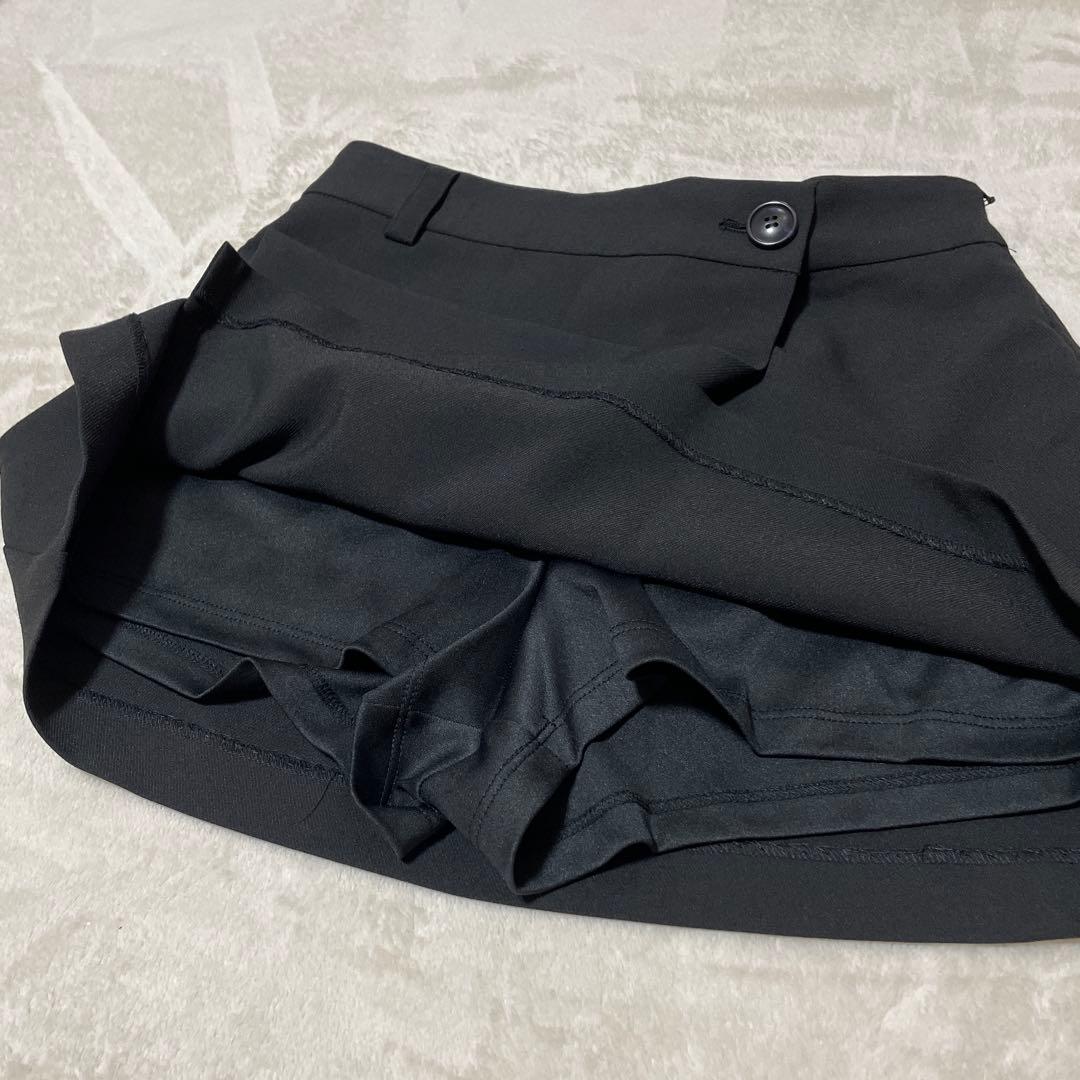 美品 eimy istoire ラップミニスカート キュロット黒 ブラック S