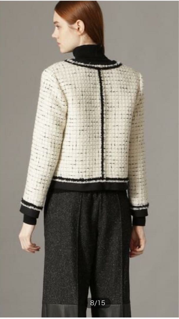 アドーア　ノーカラーツイードジャケット（ブラック）