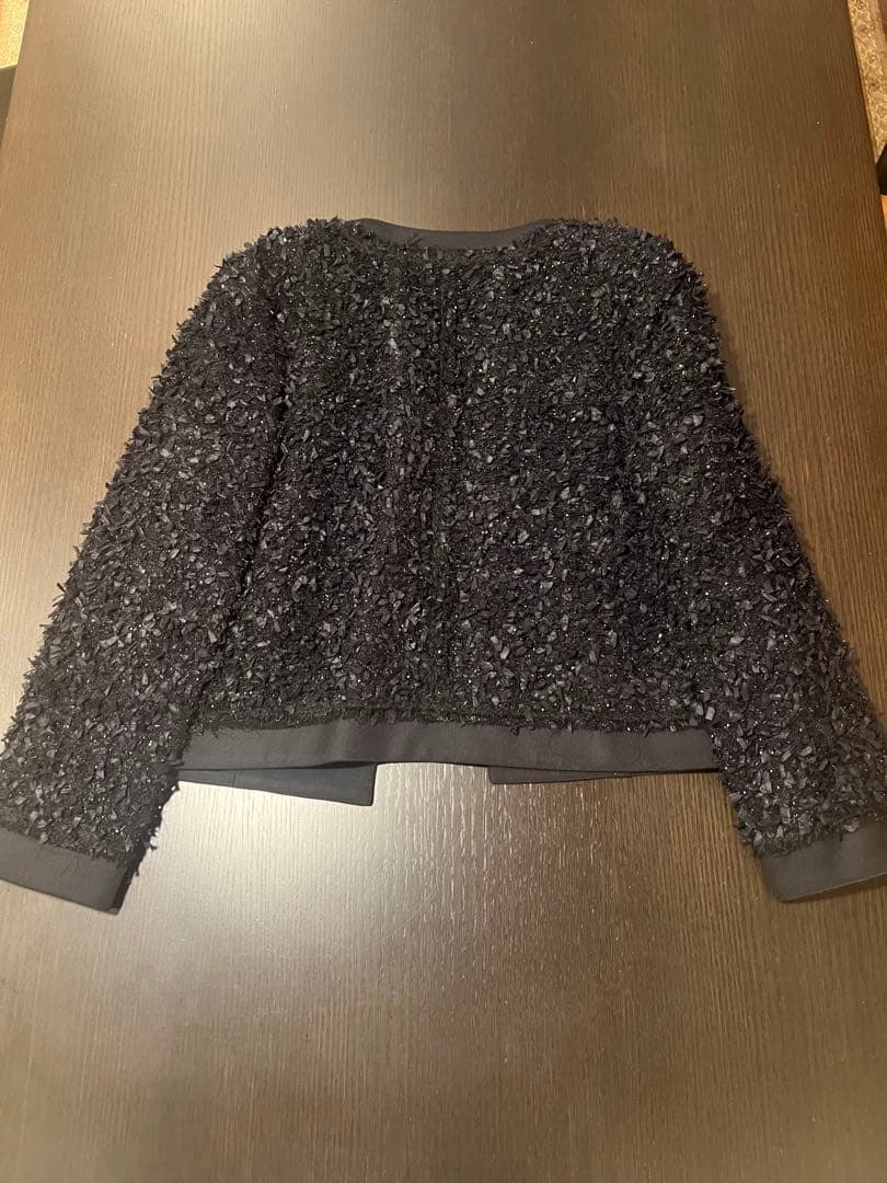 アドーア　ノーカラーツイードジャケット（ブラック）