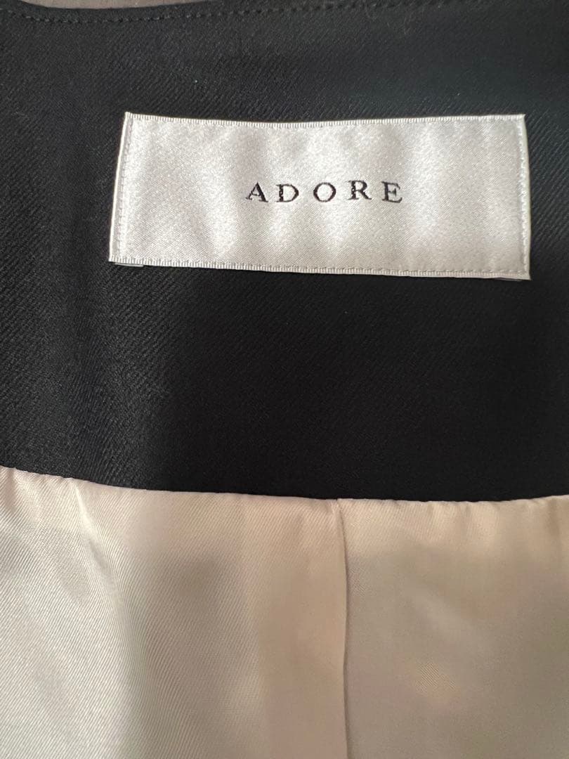 アドーア　ノーカラーツイードジャケット（ブラック）