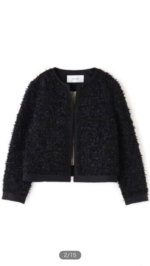 アドーア　ノーカラーツイードジャケット（ブラック）