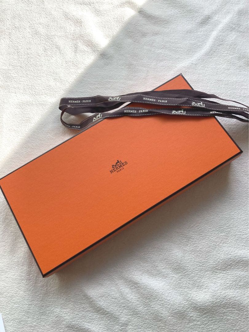 未使用タグ付　エルメス　切替　カシミヤ100 マフラー　グレージュ　箱・カード付