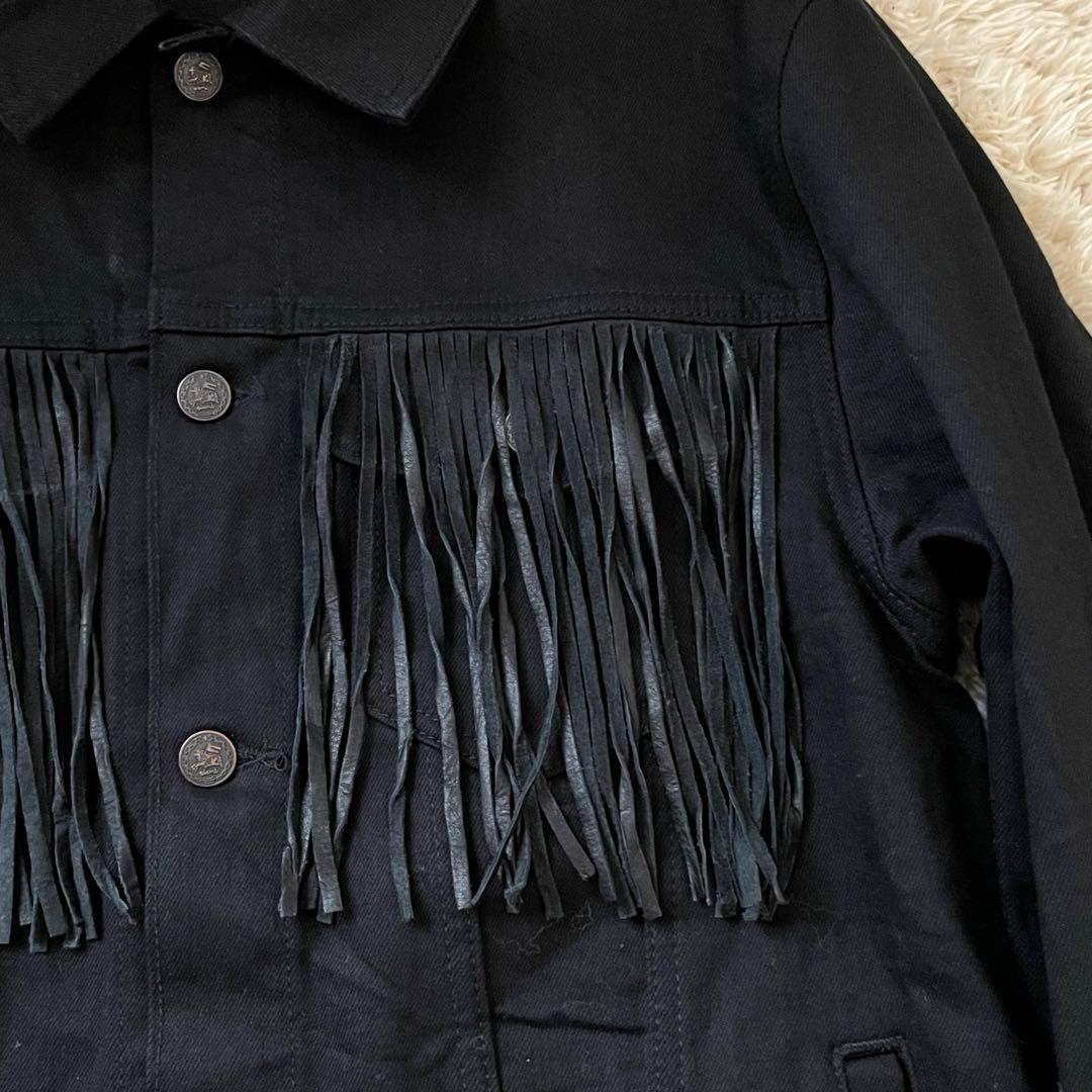 新品未使用 glamb グラム デニムジャケット フリンジ ブラック レザー