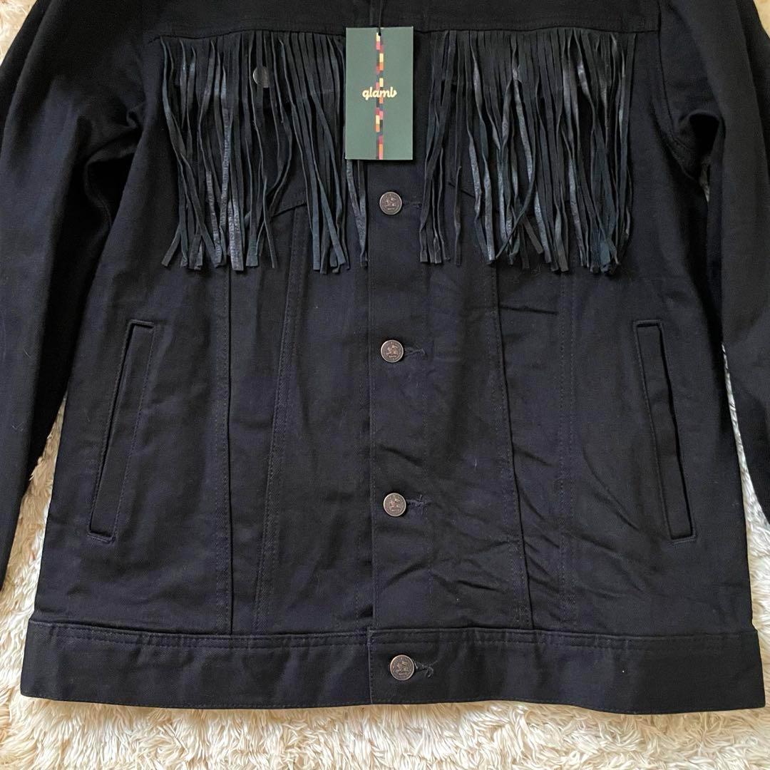新品未使用 glamb グラム デニムジャケット フリンジ ブラック レザー