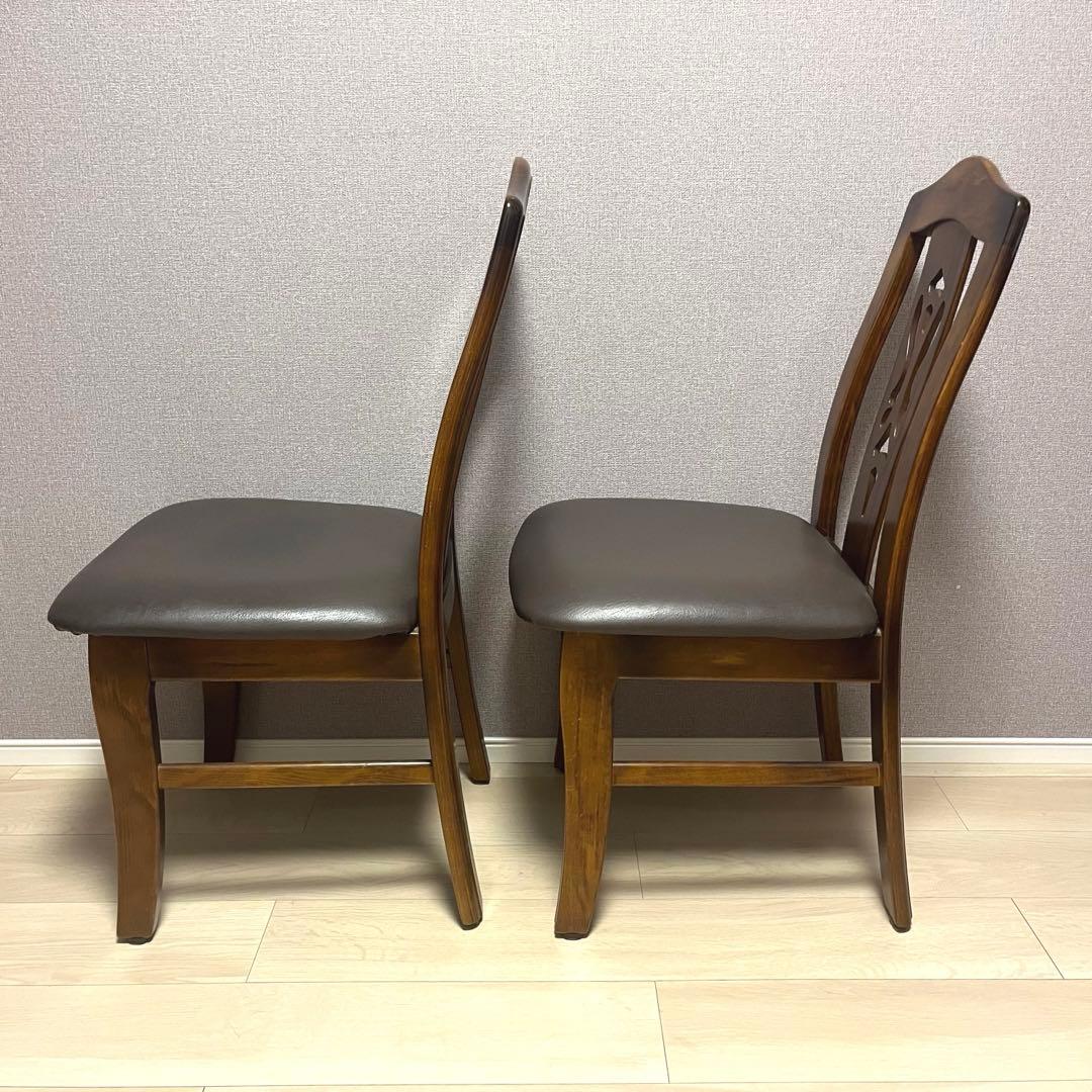 カリモク家具　透かし彫り　ダイニングチェア コロニアル 天然木　２脚セット　②