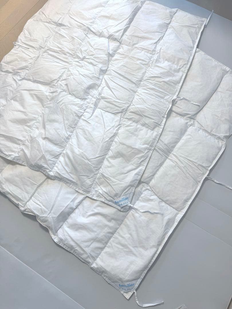 【水通しのみ美品】familiar 羽毛布団&掛け布団のシーツセット