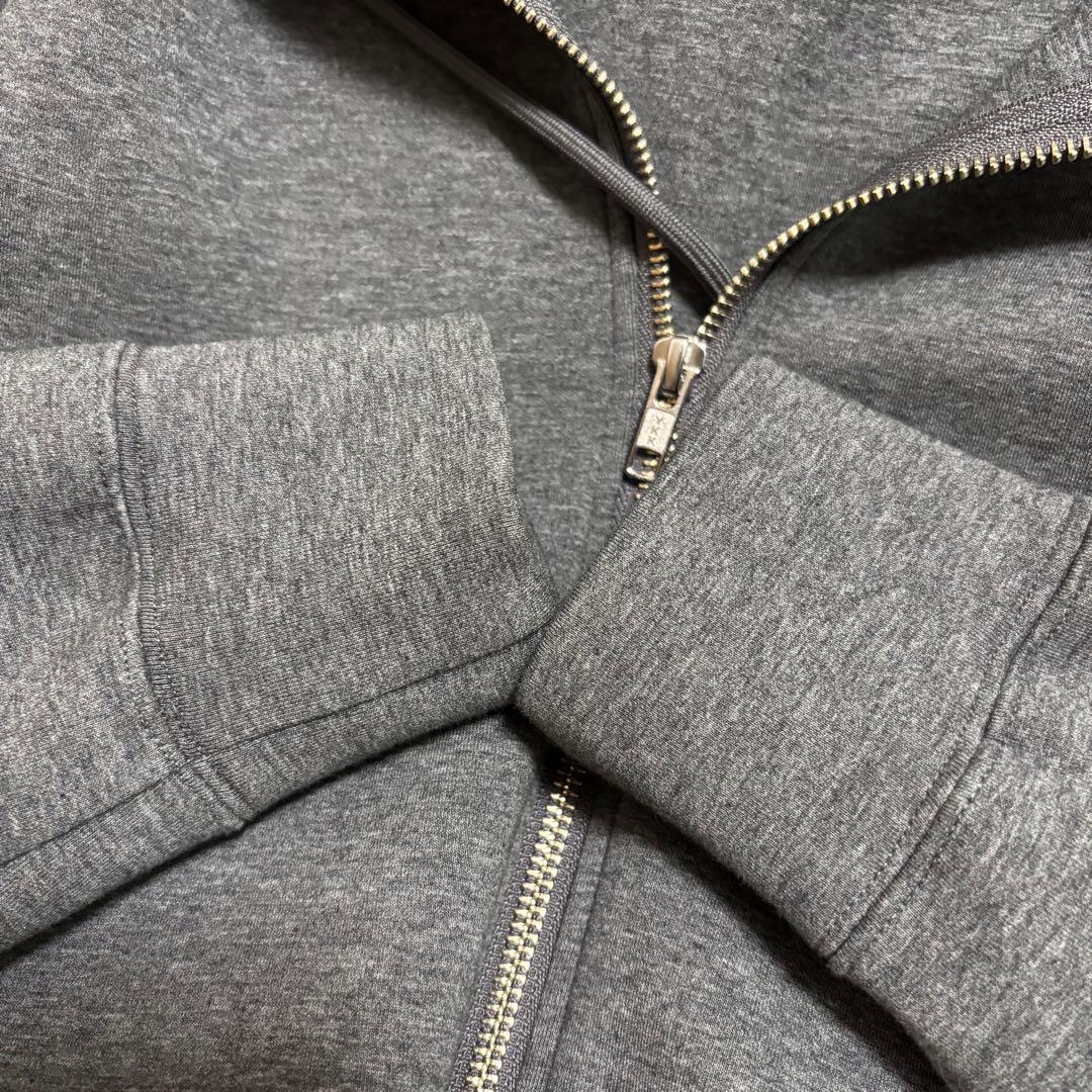 スピックアンドスパン　ストレッチジップフードパーカー　チャコールグレー