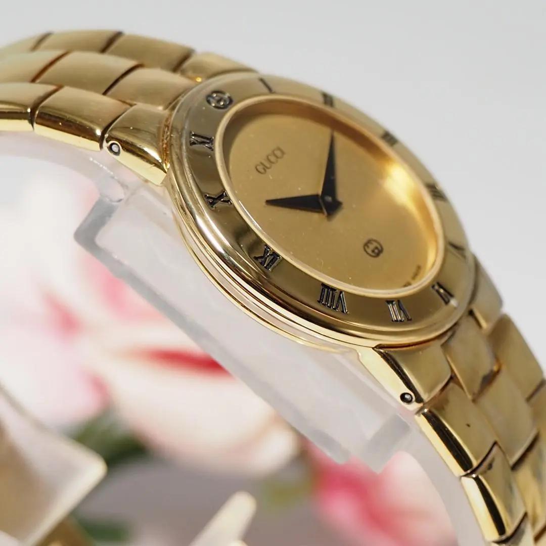 美品 グッチ GUCCI 3300L ローマン ゴールド文字盤 腕時計 F691