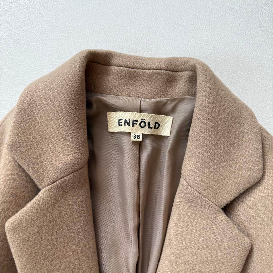 希少✨エンフォルド　カシミヤ混 メルトンチェスターコート　コクーン　ベージュ　M