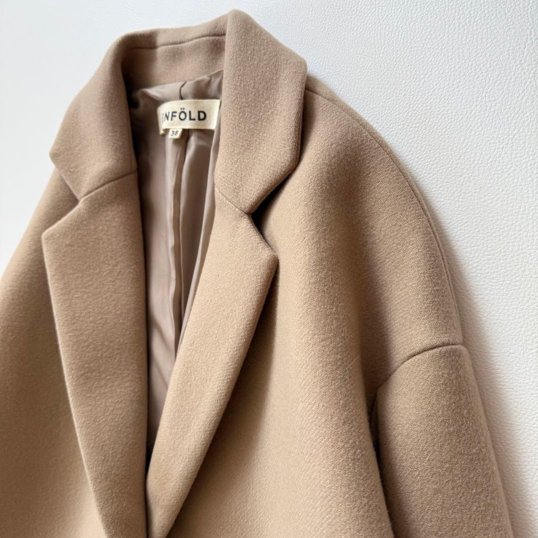 希少✨エンフォルド　カシミヤ混 メルトンチェスターコート　コクーン　ベージュ　M