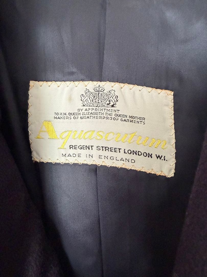 美品Aquascutum ネイビー チェスターコート　カシミア100%