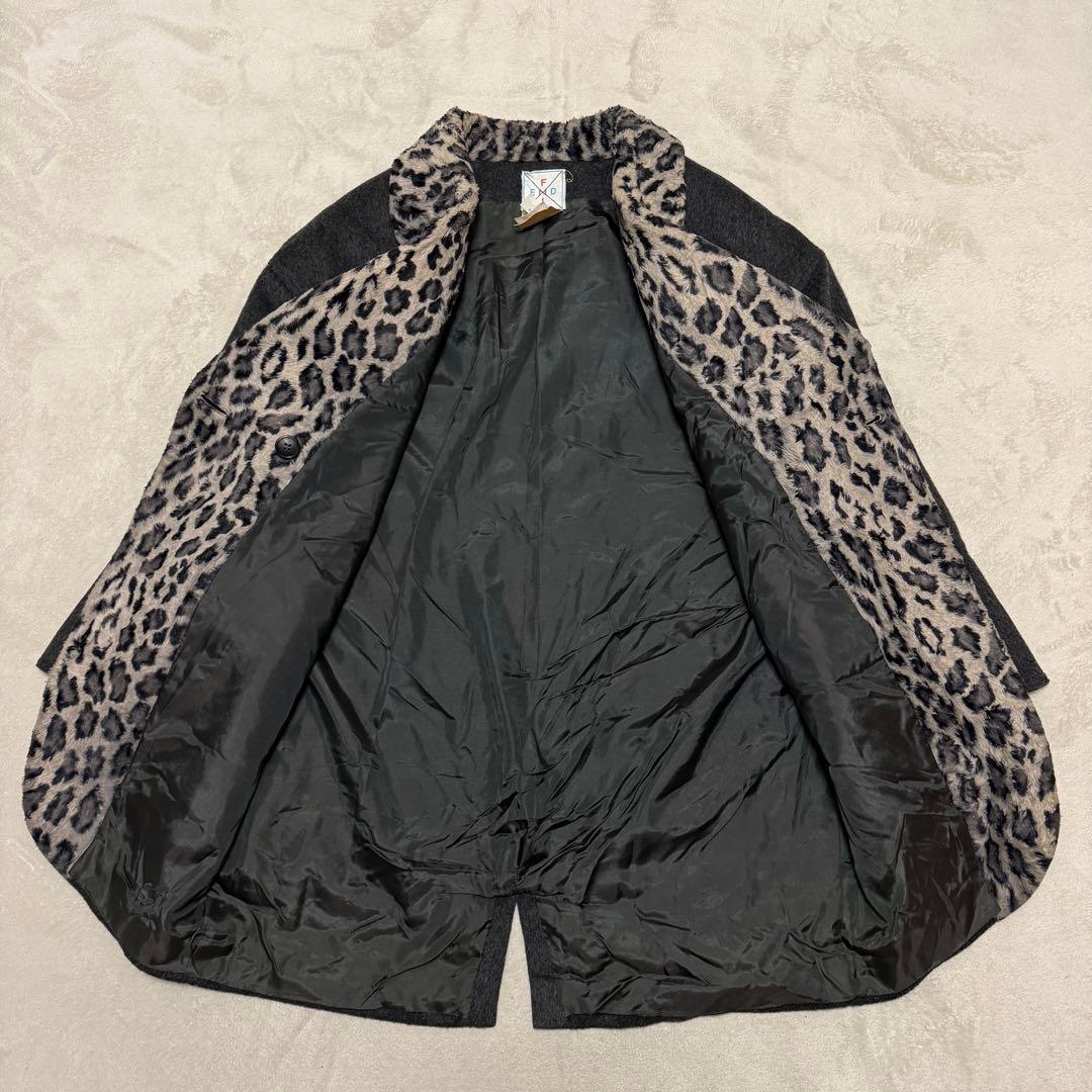 フェンディ　ウールチェスターコート　40 L レオパード　ダブル　ダークグレー