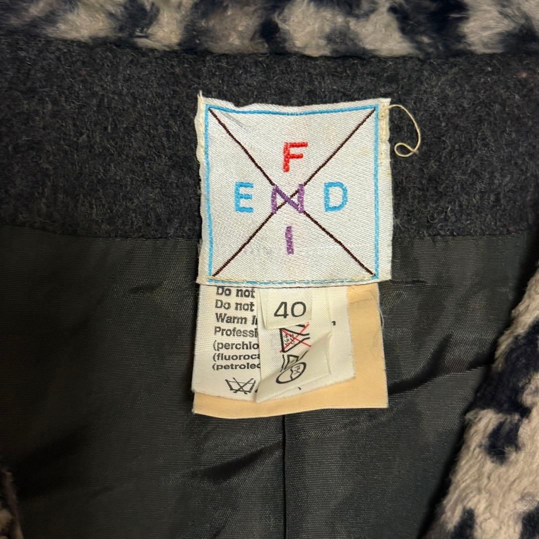 フェンディ　ウールチェスターコート　40 L レオパード　ダブル　ダークグレー