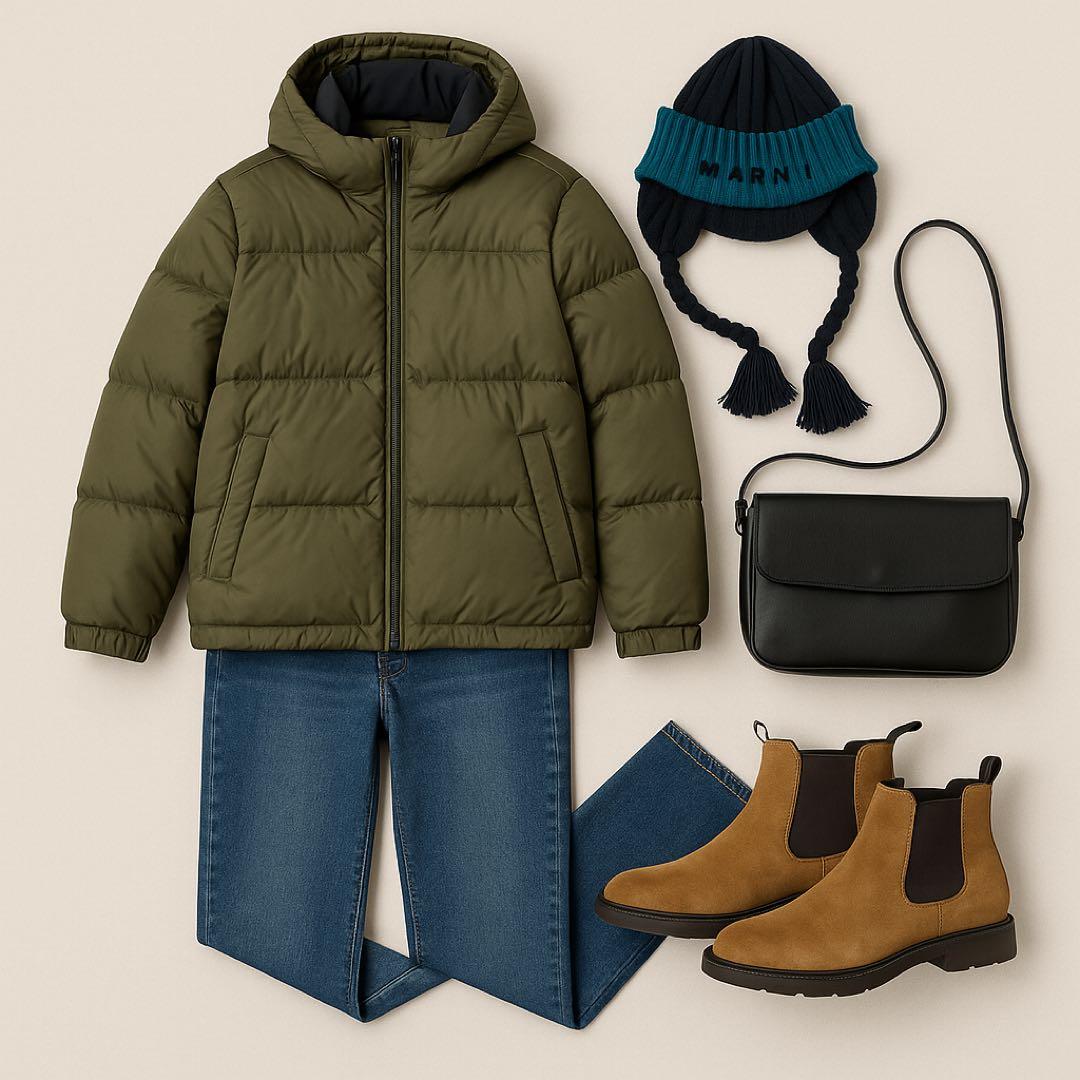 MARNI 耳当てニット帽 ウール タッセル マルニ 黒グリーン