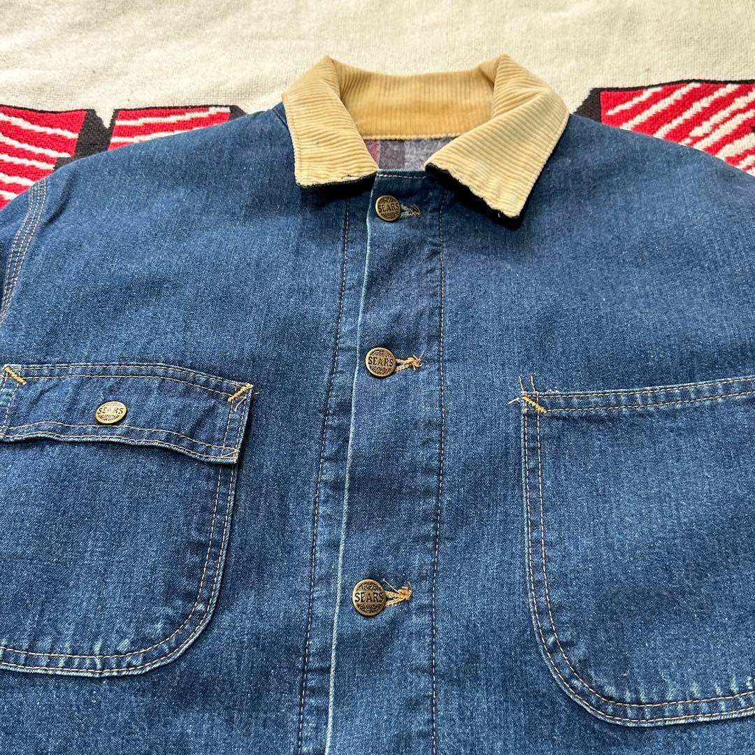 【美品】60s 70s SEARS シアーズ デニムカバーオール ブランケット
