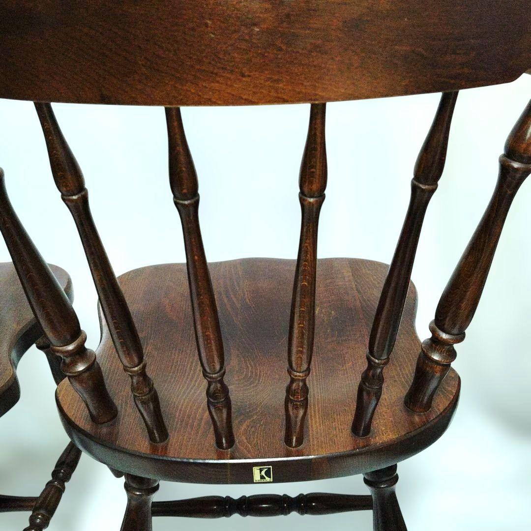 アンティーク　飛騨産業　 ウィンザーチェア　キツツキマーク　2脚セット