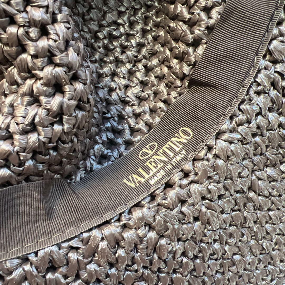 美品　VALENTINO ヴァレンティノ 帽子　ストロー　ハット　ロゴ