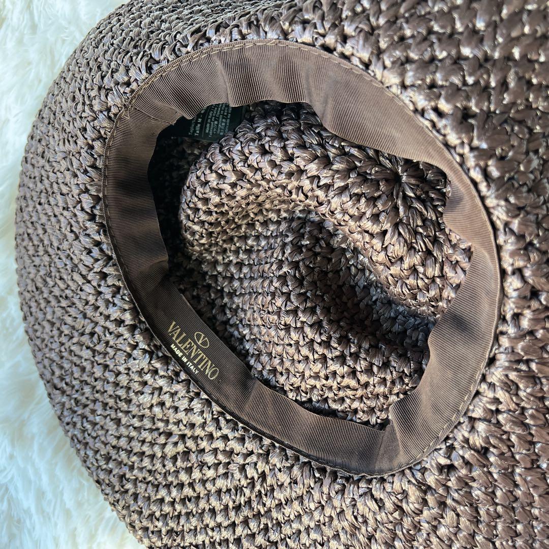 美品　VALENTINO ヴァレンティノ 帽子　ストロー　ハット　ロゴ