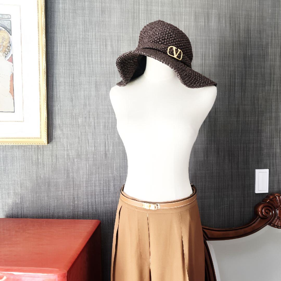 美品　VALENTINO ヴァレンティノ 帽子　ストロー　ハット　ロゴ