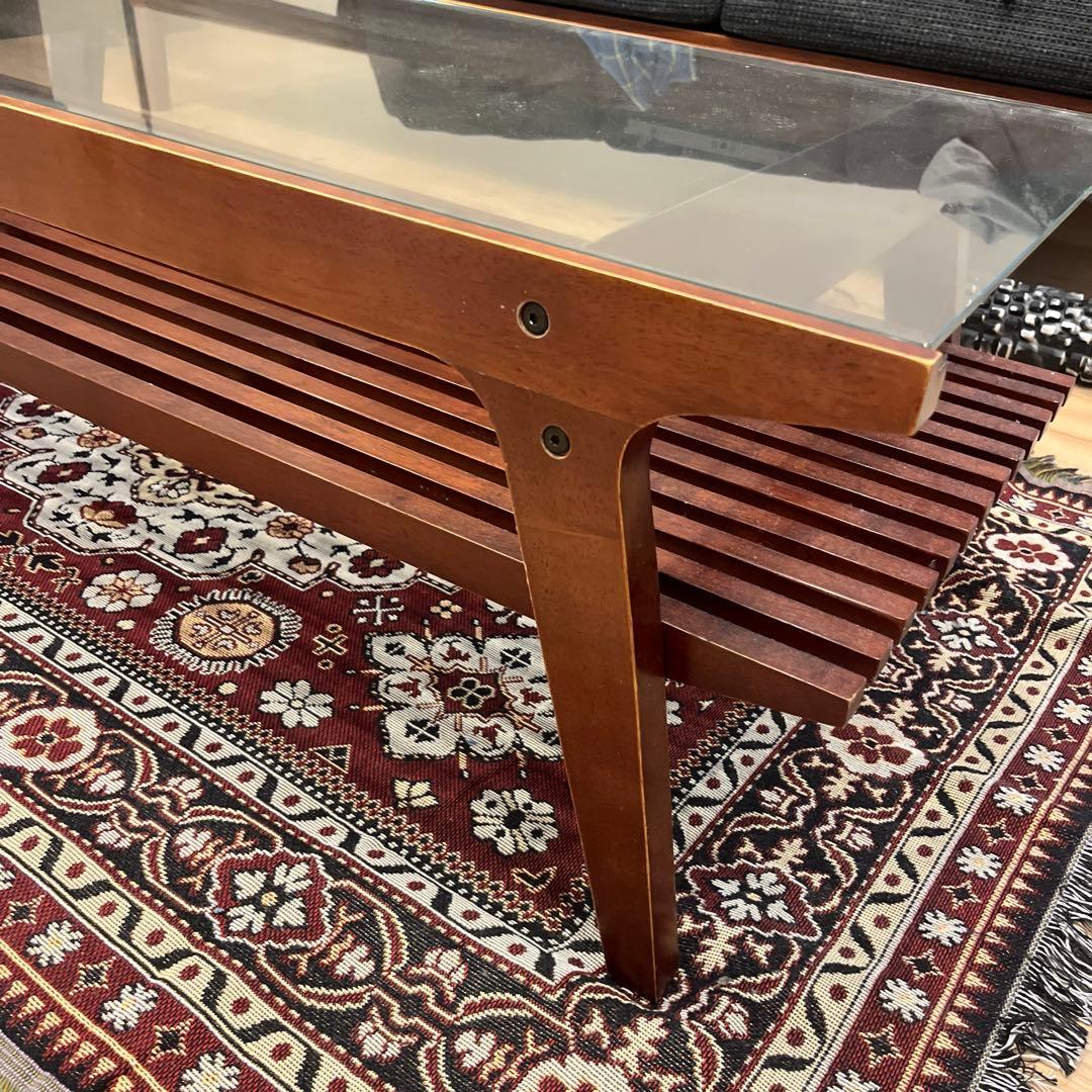 木製　ガラス　テーブル