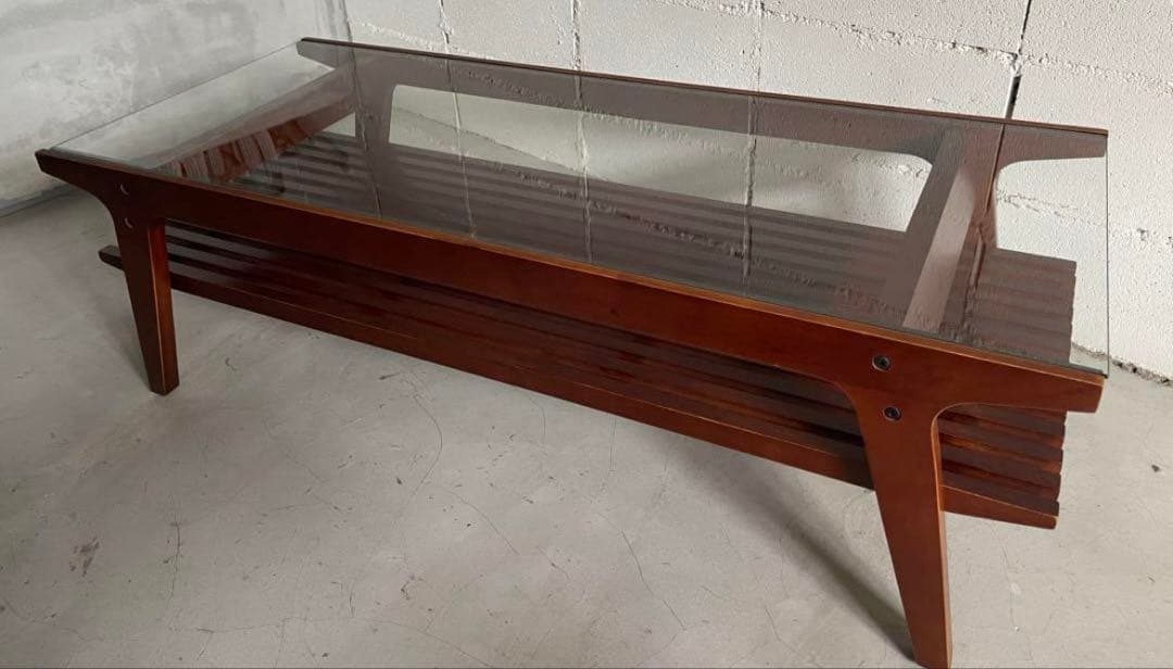 木製　ガラス　テーブル