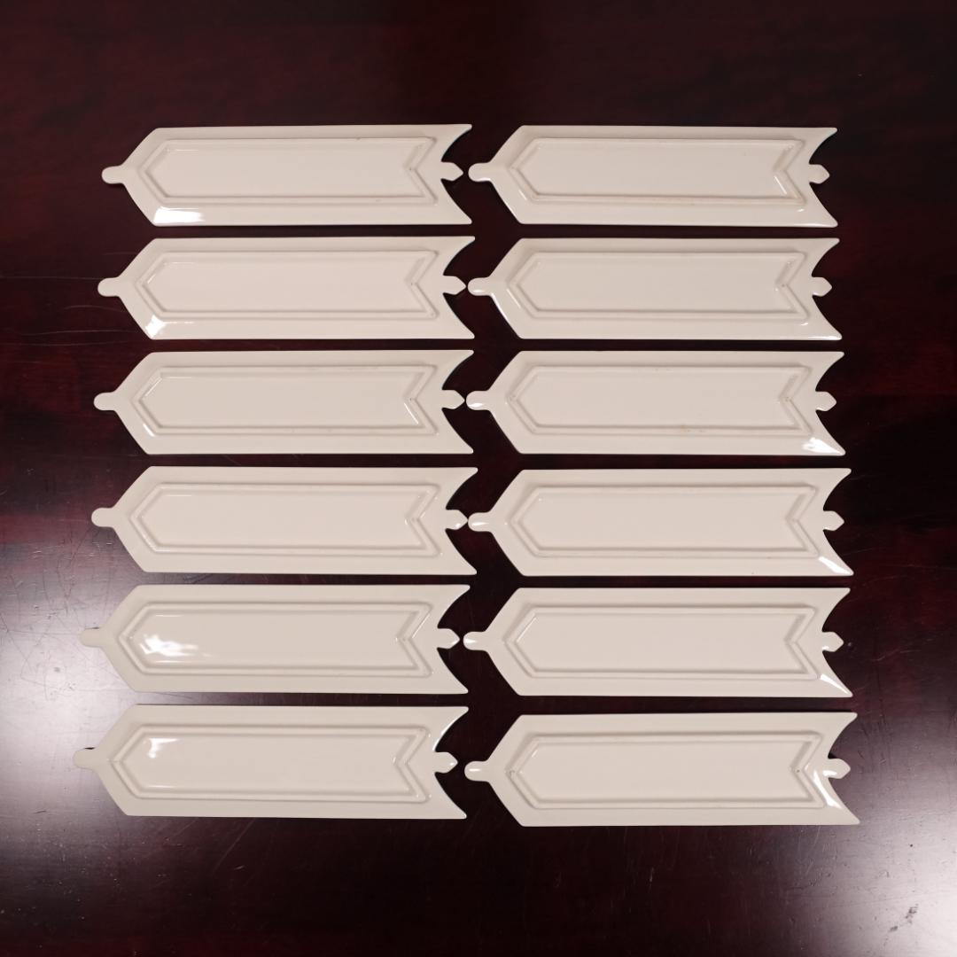 高級和食器 色絵 金彩 矢羽根文 長皿 板皿 12客 共箱